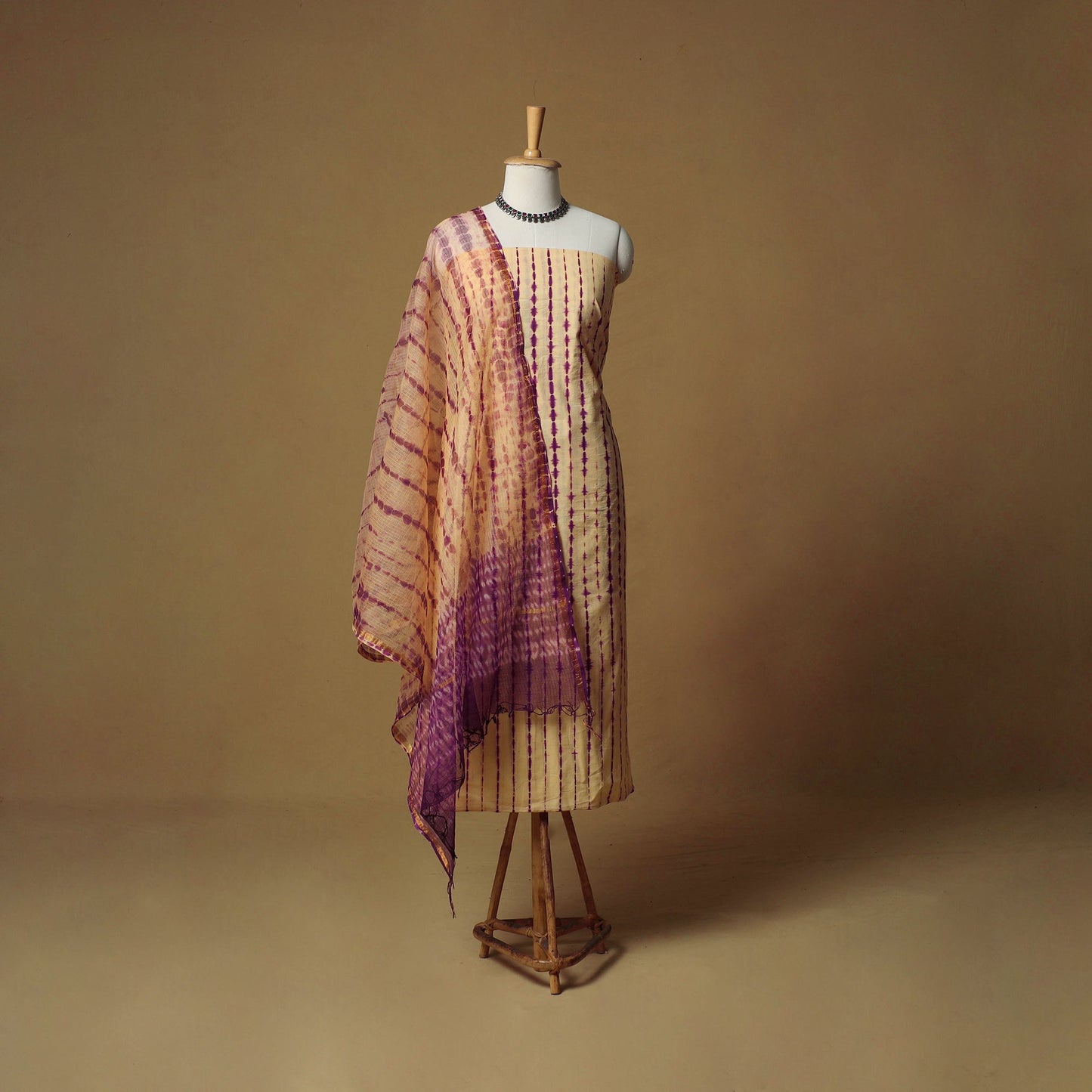 Shibori tie-dye cotton 3pc unstitched dress material suit