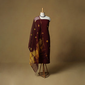 Shibori tie-dye cotton 3pc unstitched dress material suit