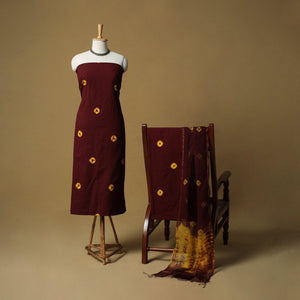 Shibori tie-dye cotton 3pc unstitched dress material suit