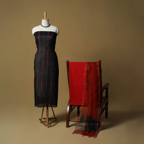 Shibori tie-dye kota doria cotton 3pc unstitched dress