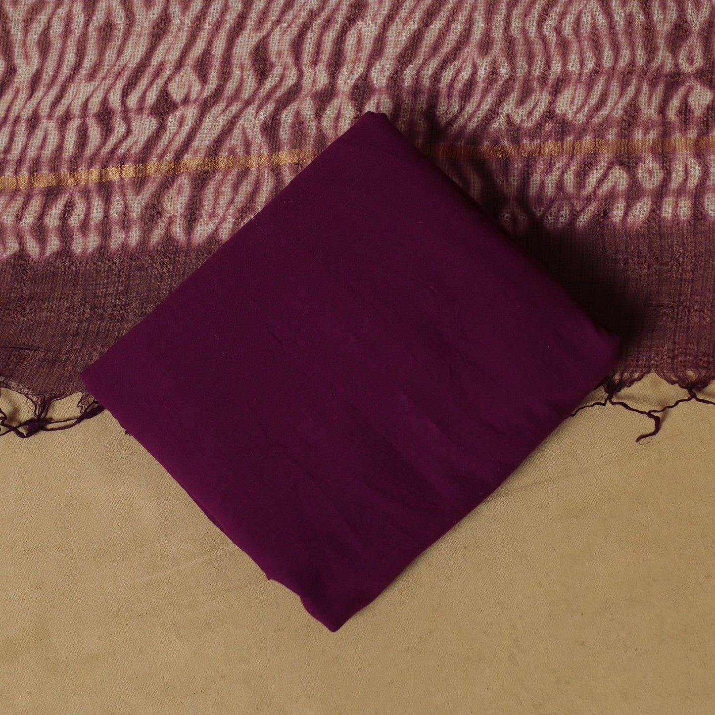 Shibori tie-dye kota doria cotton 3pc unstitched dress