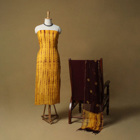 Shibori tie-dye kota doria cotton 3pc unstitched dress