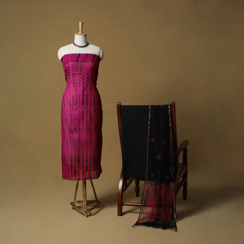 Shibori tie-dye kota doria cotton 3pc unstitched dress