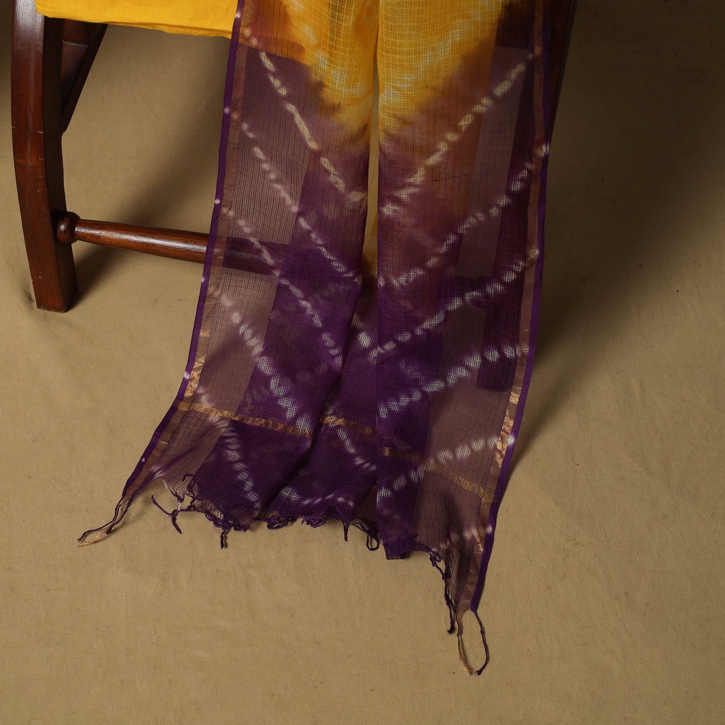 Shibori tie-dye kota doria cotton 3pc unstitched dress