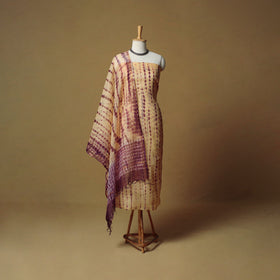 Shibori tie-dye kota doria cotton 3pc unstitched dress