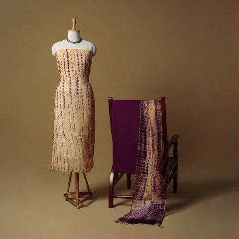 Shibori tie-dye kota doria cotton 3pc unstitched dress