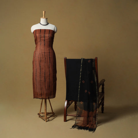 Shibori tie-dye kota doria cotton 3pc unstitched dress