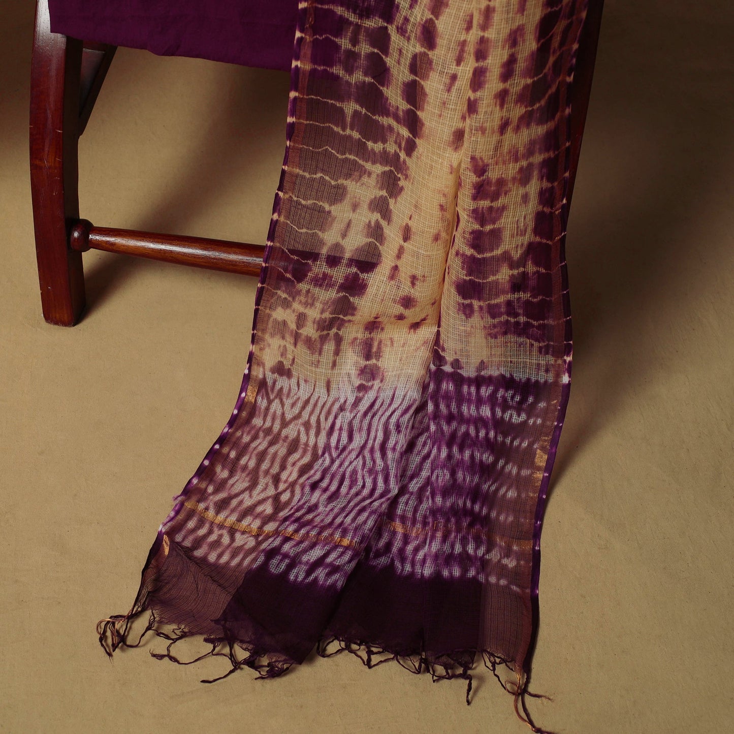 Shibori tie-dye kota doria cotton 3pc unstitched dress