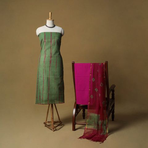 Shibori tie-dye kota doria cotton 3pc unstitched dress