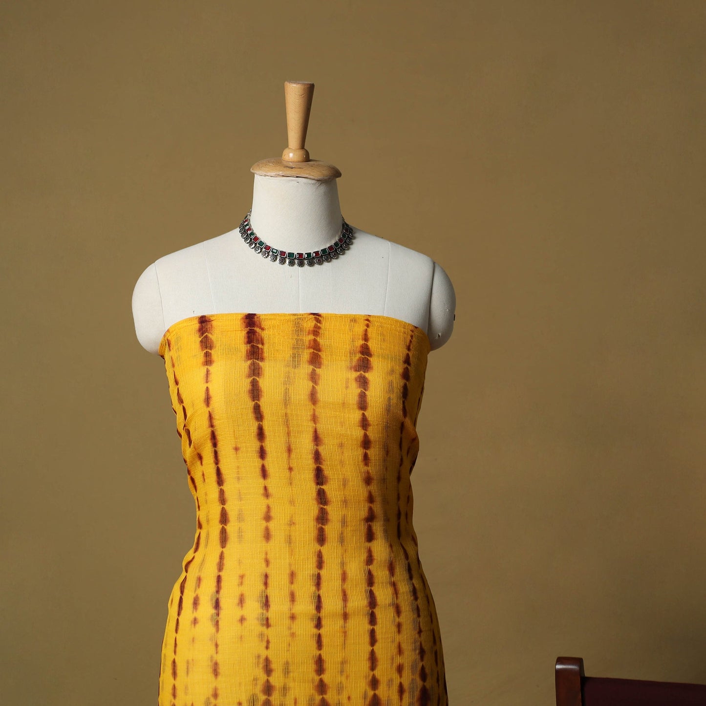 Shibori tie-dye kota doria cotton 3pc unstitched dress