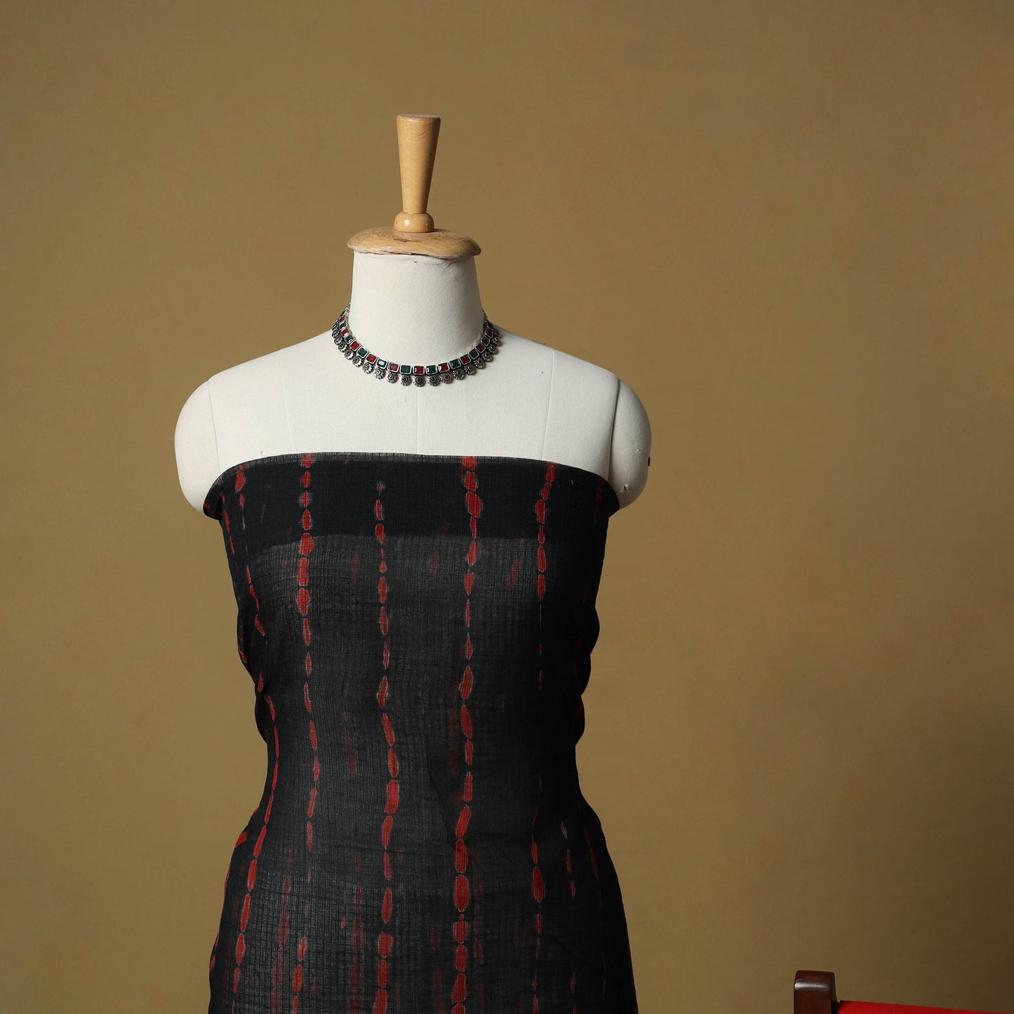 Shibori tie-dye kota doria cotton 3pc unstitched dress