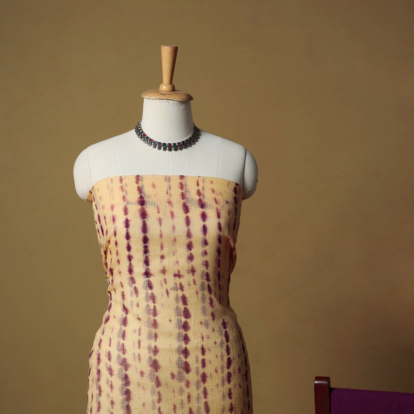Shibori tie-dye kota doria cotton 3pc unstitched dress