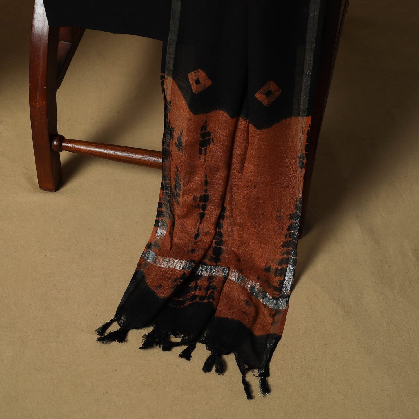 Shibori tie-dye linen cotton 3pc unstitched dress material