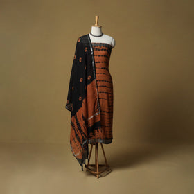 Shibori tie-dye linen cotton 3pc unstitched dress material