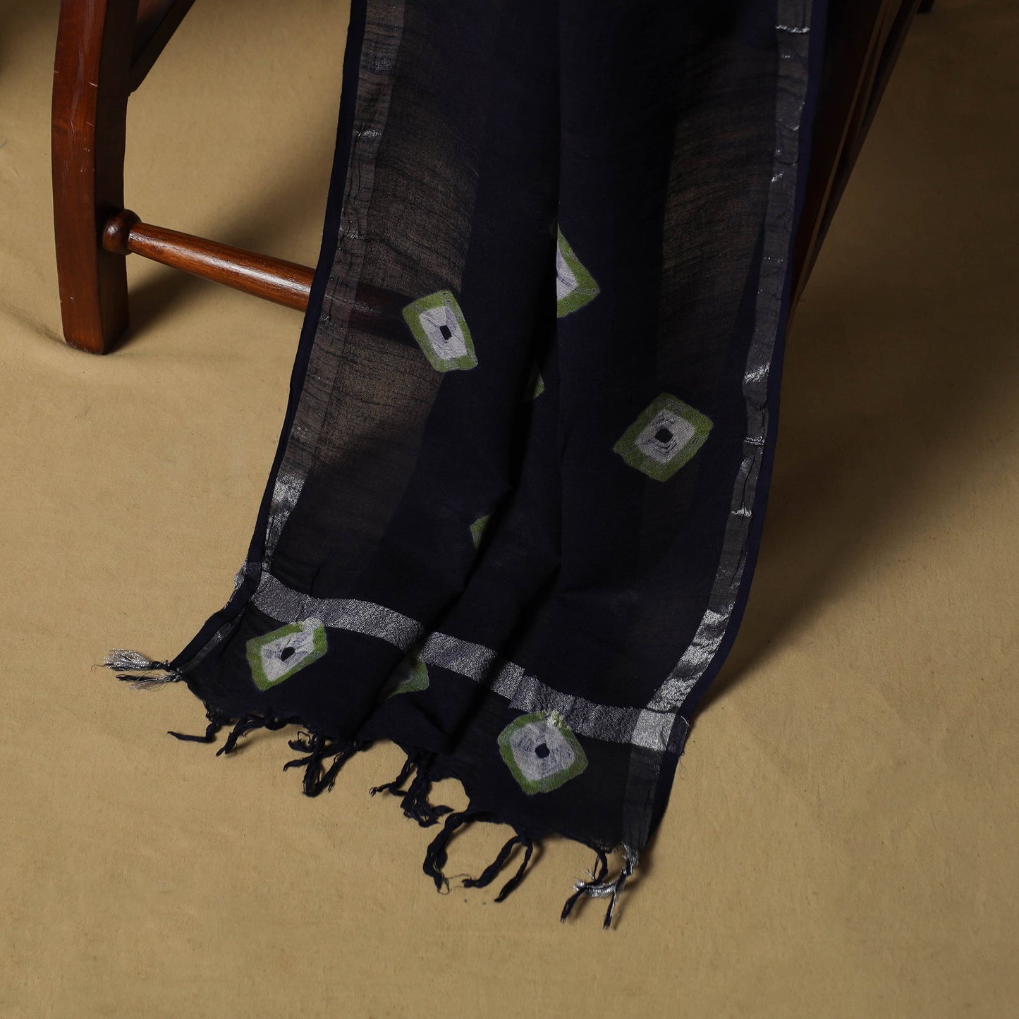 Shibori tie-dye linen cotton 3pc unstitched dress material