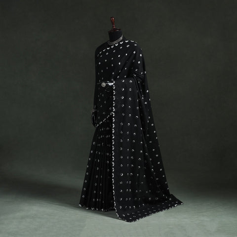 Shibori tie-dye pure mul cotton saree 39 - handcrafted