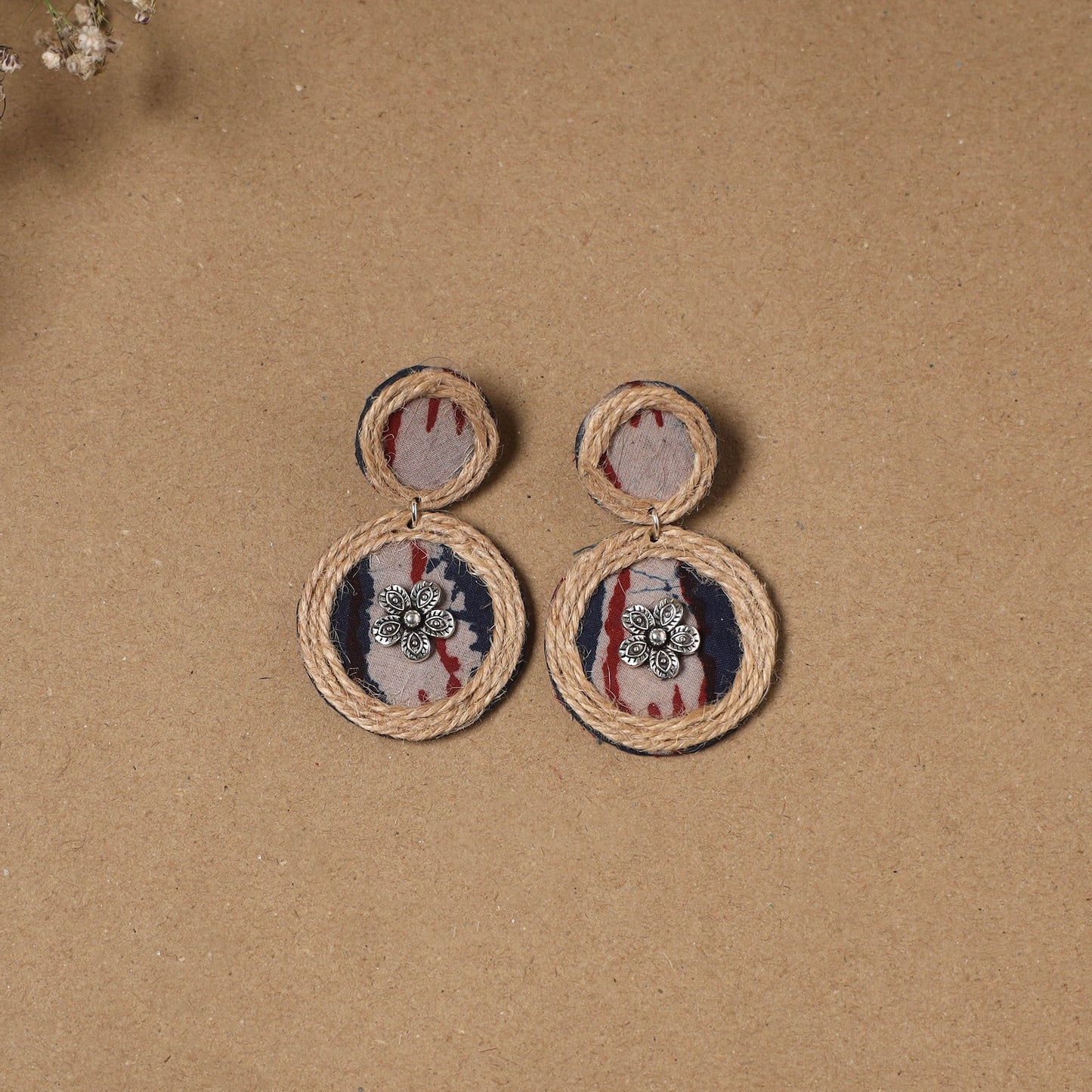 Shifa jute fabart handmade earrings - handcrafted