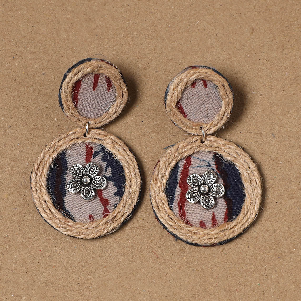 Shifa jute fabart handmade earrings - handcrafted