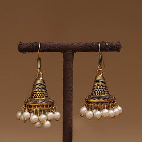 Shivani golden gs beaded jhumki earrings - handcrafted