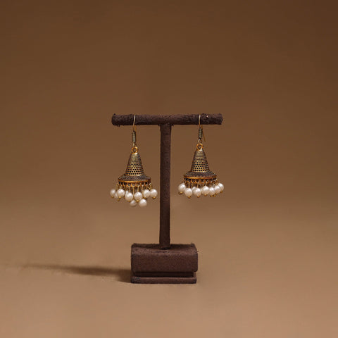 Shivani golden gs beaded jhumki earrings - handcrafted