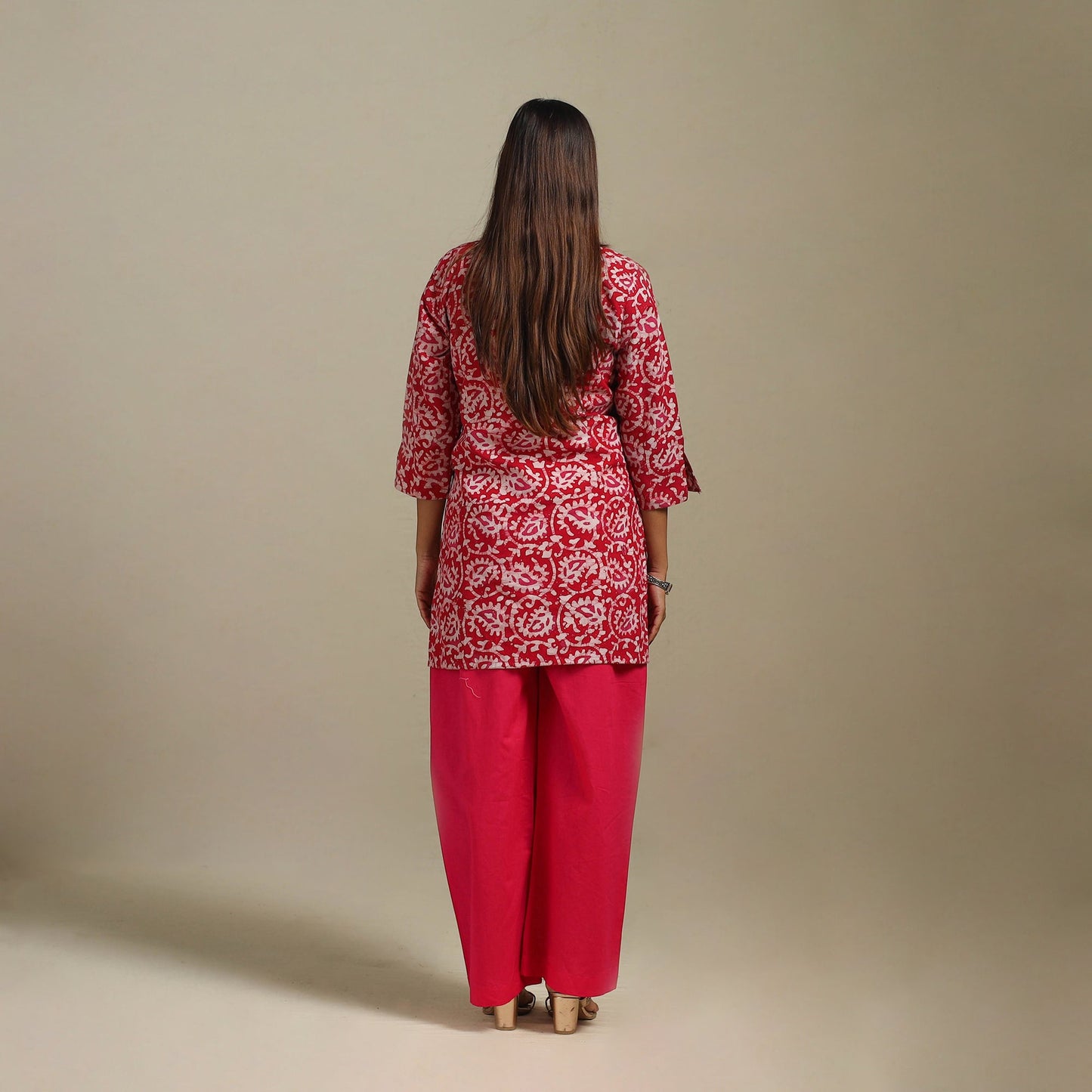 Short cotton hand batik kurta for women 36 - handcrafted