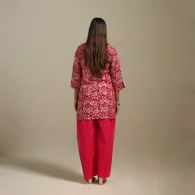 Short cotton hand batik kurta for women 36 - handcrafted