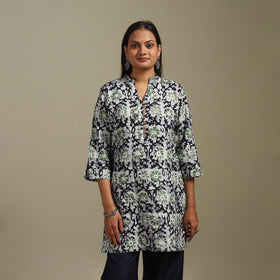Short cotton hand batik kurta for women 37 - handcrafted