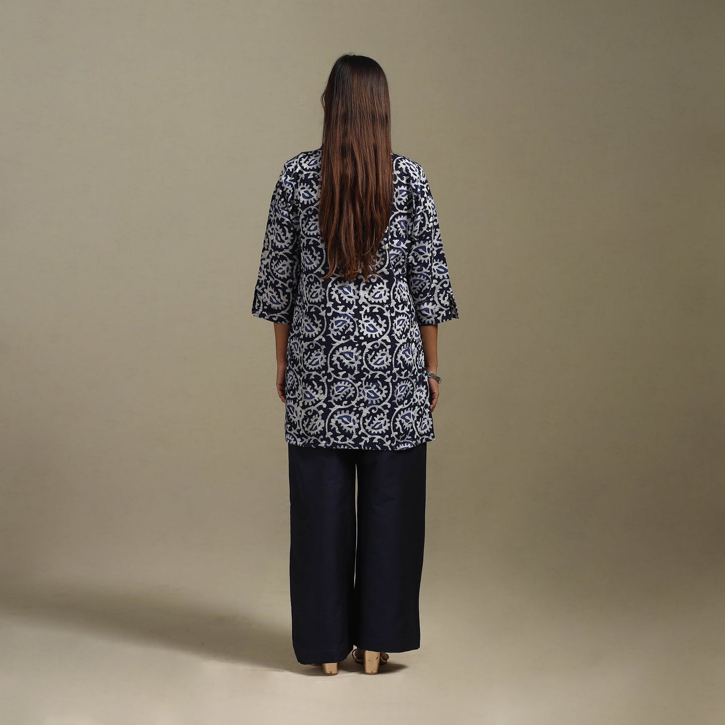 Short cotton hand batik kurta for women 38 - handcrafted