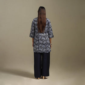 Short cotton hand batik kurta for women 38 - handcrafted