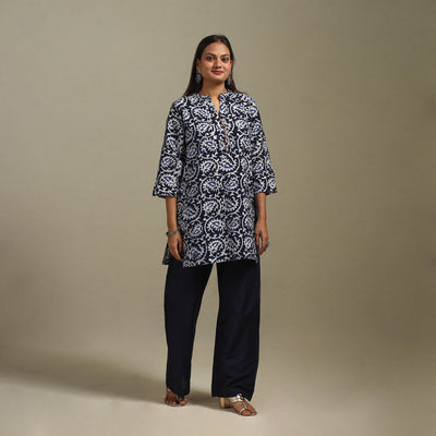 Short cotton hand batik kurta for women 38 - handcrafted