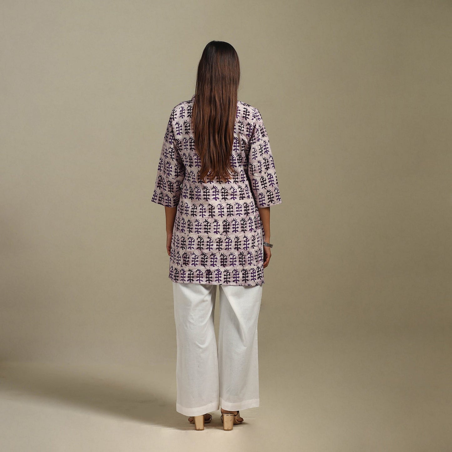 Short cotton hand batik kurta for women 39 - handcrafted