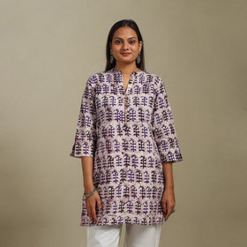 Short cotton hand batik kurta for women 39 - handcrafted