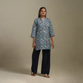 Short cotton hand batik kurta for women 40 - handcrafted