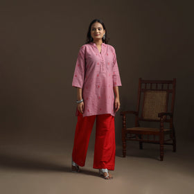 Short cotton jacquard kurta for women 23 - handcrafted