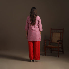 Short cotton jacquard kurta for women 23 - handcrafted