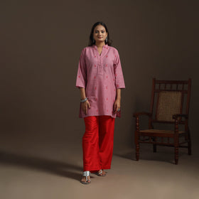 Short cotton jacquard kurta for women 23 - handcrafted