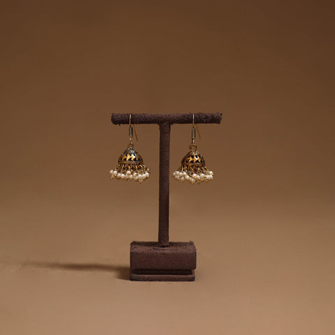 Shuchi golden gs beaded jhumki earrings - handcrafted