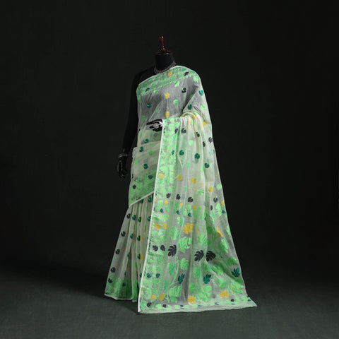 Silk cotton dhakai jamdani saree 01 - handcrafted