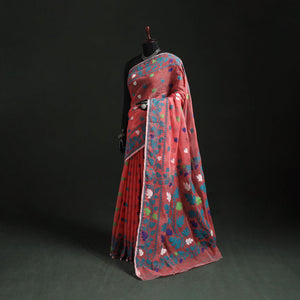 Silk cotton dhakai jamdani saree 10 - handcrafted