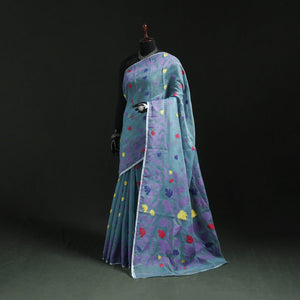 Silk cotton dhakai jamdani saree 19 - handcrafted