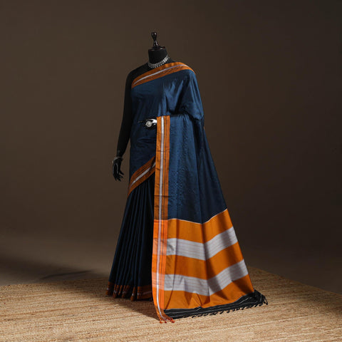 Silk cotton khun saree with ilkal pallu chikki paras border