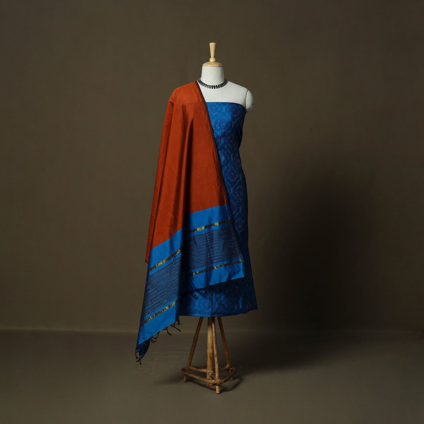Handloom silk cotton pochampally ikat 3pc unstitched dress