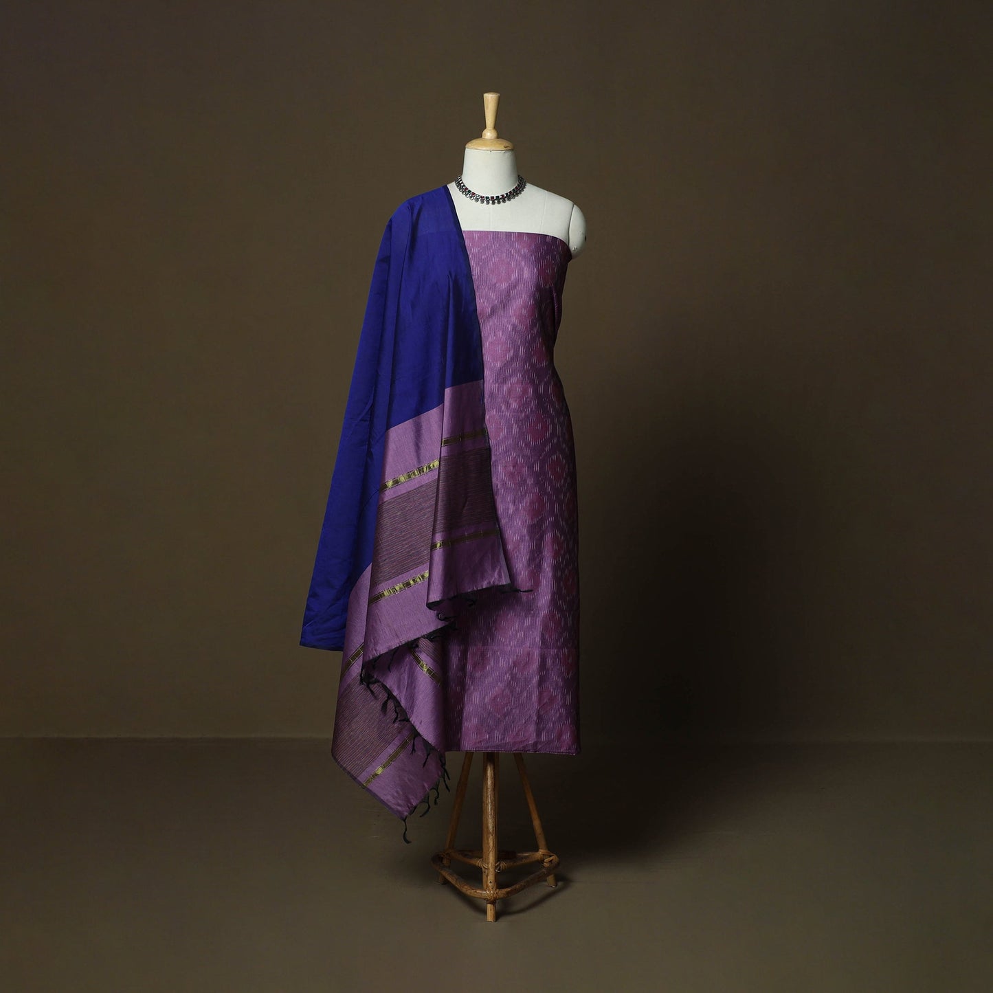 Handloom silk cotton pochampally ikat 3pc unstitched dress
