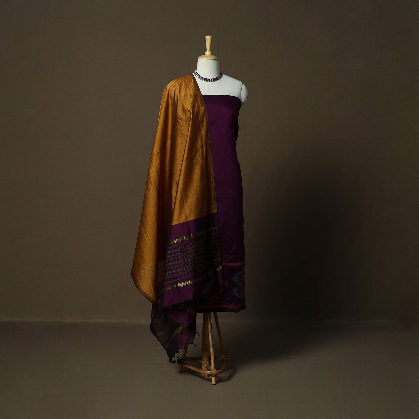 Handloom silk cotton pochampally ikat 3pc unstitched dress