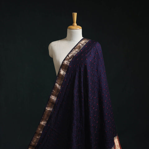 Silk tie-dye bandhani fabric with zari border 21