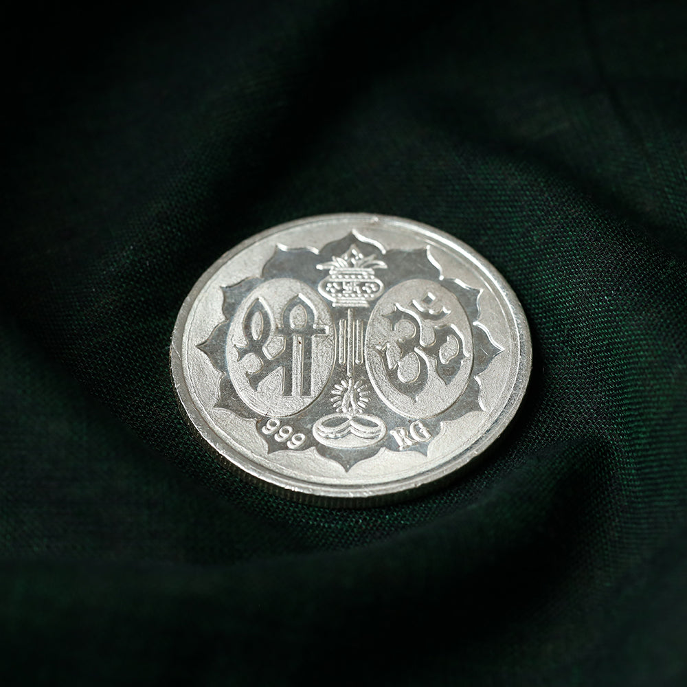  Silver Lord Ganesha and Laxmi Ji Coin 