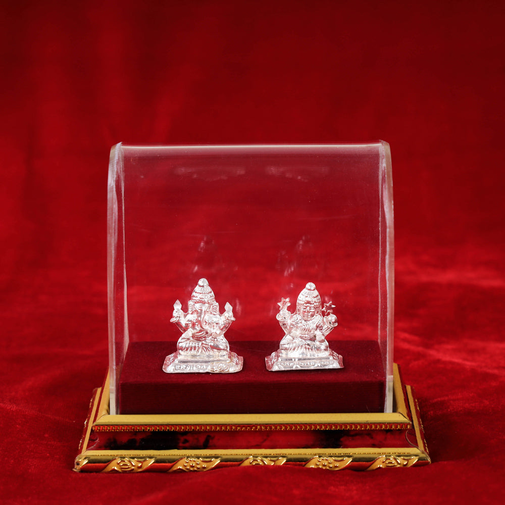  Silver Laxmi and Ganesh Idol (Small) l 
