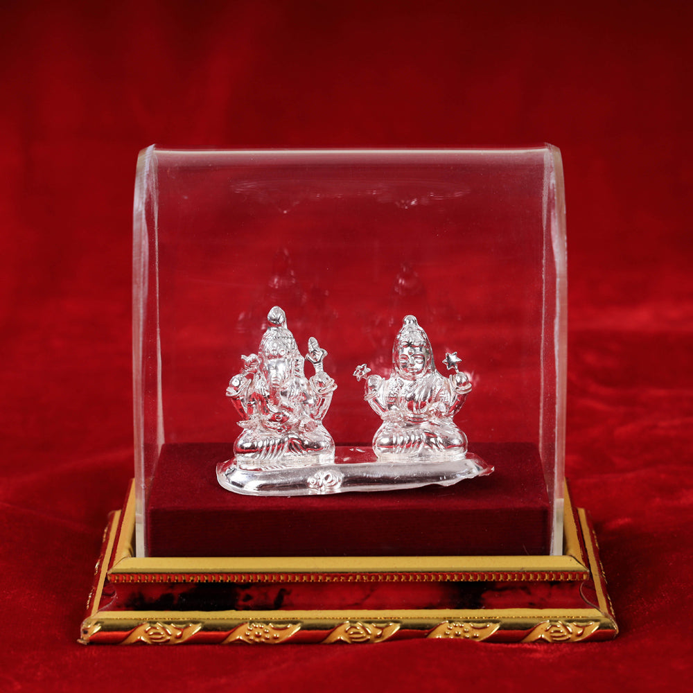  Silver Laxmi and Ganesh Idol (Small) l 