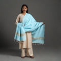 Sky blue - assam weave thread buti cotton handloom dupatta