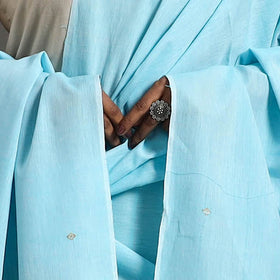 Sky blue - assam weave thread buti cotton handloom dupatta